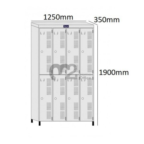 Roupeiro Para Vestiário RGRSP-8 35cm Sobreposto com 8 Portas  - com PITÃO - RCH